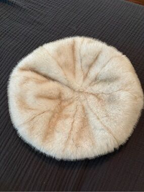 Zara Cream Faux Fur Beret - Soft Neutral Hat